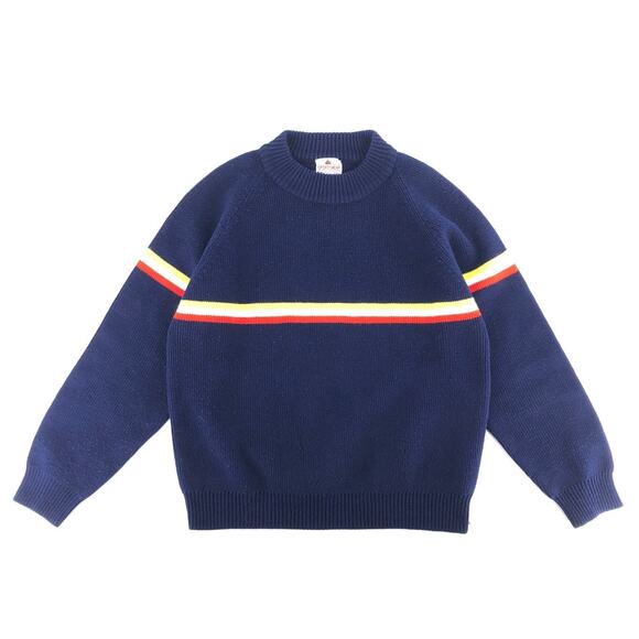 60s mock neck chest stripe sweater 1960s vintage - Picture 1 of 5